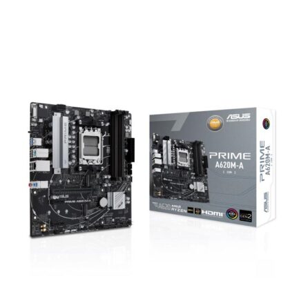 Mainboard ASUS AMD A620 SAM5 Micro-ATX Memory DDR5 Memory slots 4 2xPCI-Express 3.0 1x 1xPCI-Express 4.0 16x 2xM.2 1x15pin D-sub 1xHDMI 1xDisplayPort 1xAudio-In 1xAudio-Out 1xMicrophone 4xUSB 2.0 2xUSB 3.2 1xPS/2 1xRJ45 PRIMEA620M-A-CSM  PRIME A620M-A-CSM 4711387176405