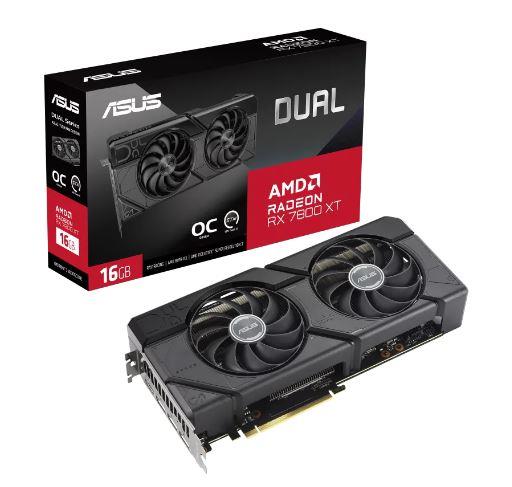 Graphics Card ASUS AMD Radeon RX 7800 XT 16 GB GDDR6 256 bit PCIE 4.0 16x Dual Slot Fansink 1xHDMI 3xDisplayPort DUAL-RX7800XT-O16G  DUAL-RX7800XT-O16G 4711387436165