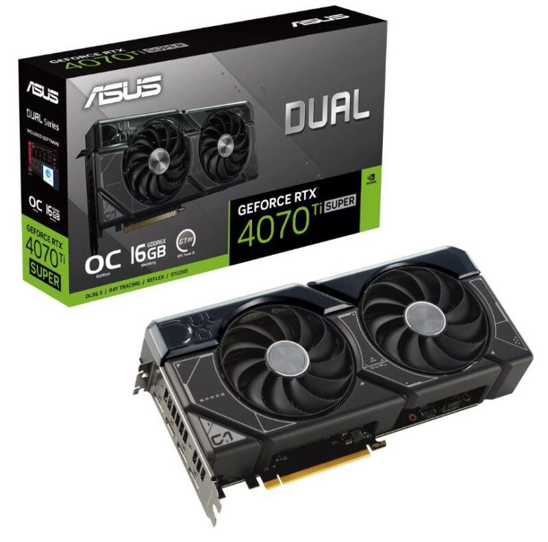 Graphics Card ASUS NVIDIA GeForce RTX 4070 Ti SUPER 16 GB GDDR6X 256 bit PCIE 4.0 16x Dual Slot Fansink 1xHDMI 3xDisplayPort DUAL-RTX4070TIS-O16G  DUAL-RTX4070TIS-O16G 4711387545225