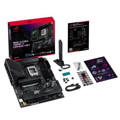 Mainboard ASUS Intel Z890 LGA1851 ATX Memory DDR5 Memory slots 4 1xPCI-Express 4.0 16x 1xPCI-Express 5.0 16x 5xM.2 1xHDMI 1xDisplayPort 1xAudio-In 1xAudio-Out 2xUSB 2.0 4xUSB 3.0 4xUSB 3.1 2xUSB-C 2xUSB-C w/Thunderbolt 1xOptical S/PDIF 1xRJ45 ROGSTRIXZ890-FGAMWIFI  ROG STRIX Z890-F GAMING WIFI 4711387755921