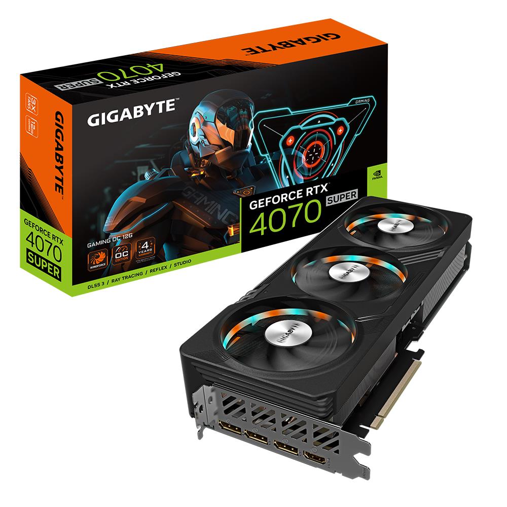 Graphics Card GIGABYTE NVIDIA GeForce RTX 4070 SUPER 12 GB GDDR6X 192 bit PCIE 4.0 16x GPU 2565 MHz 1xHDMI 3xDisplayPort GV-N407SGAMINGOC-12GD  GV-N407SGAMINGOC-12GD 4719331354152