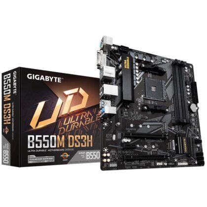 Mainboard GIGABYTE AMD B550 SAM4 Micro-ATX Memory DDR4 Memory slots 4 1xPCI-Express 3.0 1x 1xPCI-Express 3.0 4x 1xPCI-Express 4.0 16x 2xM.2 1xDVI-D 1xHDMI 2xAudio-In 1xAudio-Out 4xUSB 2.0 4xUSB 3.2 1xPS/2 1xRJ45 B550MDS3H1.7  B550MDS3H1.7 4719331809416