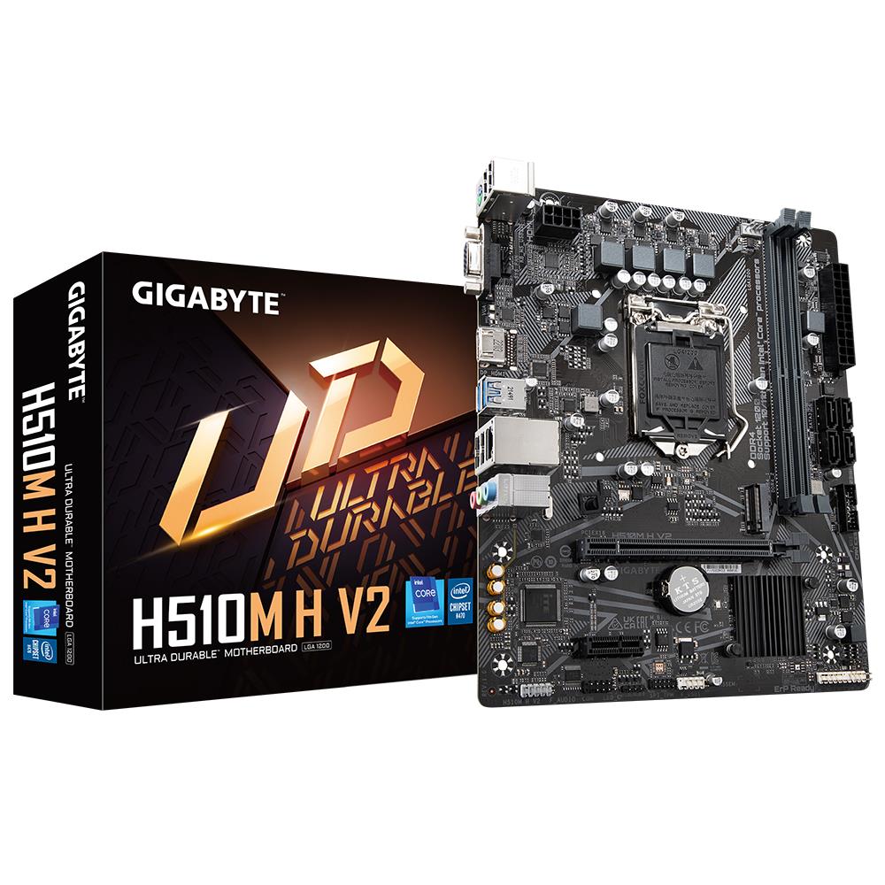 Mainboard GIGABYTE Intel H470 Express LGA1200 Micro-ATX Memory DDR4 1xPCI-Express 1x 1xPCI-Express 16x 1xM.2 1x15pin D-sub 1xHDMI 1xAudio-In 1xAudio-Out 1xMicrophone 4xUSB 2.0 2xUSB 3.2 1xPS/2 1xRJ45 H510MHV2  H510MHV2 4719331854942