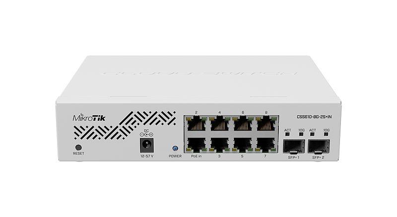 Switch MIKROTIK CSS610-8G-2S+IN Desktop/pedestal 8x10Base-T / 100Base-TX / 1000Base-T 2xSFP+ CSS610-8G-2S+IN  CSS610-8G-2S+IN 4752224006929