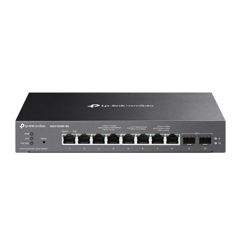 Switch TP-LINK Type L2 Desktop/pedestal 8x2.5GbE 2xSFP+ PoE+ ports 8 160 Watts SG2210XMP-M2  SG2210XMP-M2 4895252504774