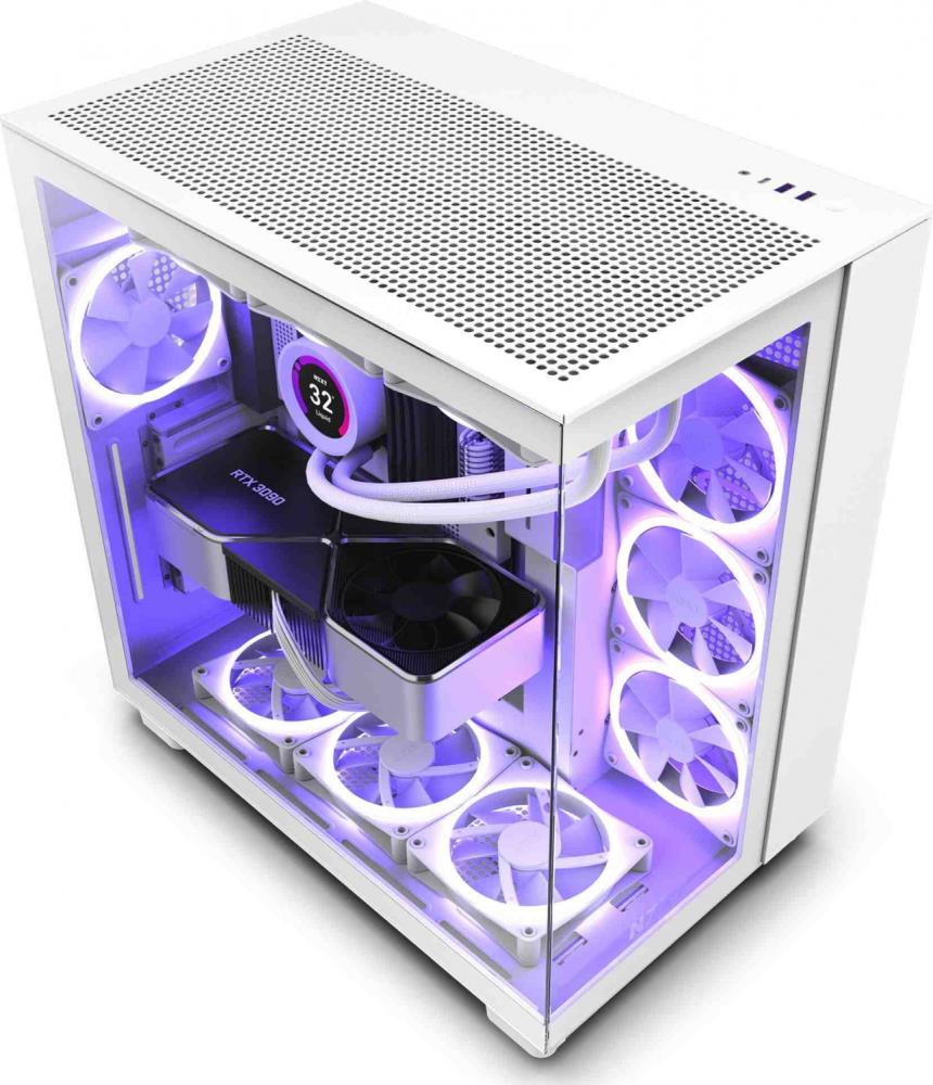 Case NZXT H9 FLOW MidiTower Case product features Transparent panel Not included ATX MicroATX MiniITX Colour White CM-H91FW-01  CM-H91FW-01 5056547202419