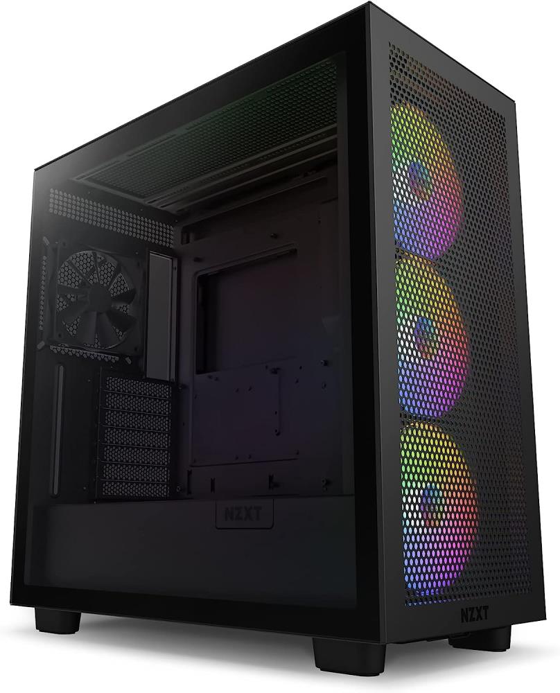 Case NZXT H7 Flow RGB MidiTower ATX EATX MicroATX MiniITX Colour Black CM-H72FB-R1  CM-H72FB-R1 5056547205526