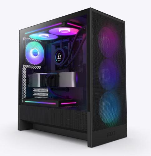 Case NZXT H5 FLOW RGB 2024 MidiTower Case product features Transparent panel Not included ATX EATX MicroATX MiniITX Colour Black CC-H52FB-R1  CC-H52FB-R1 5056547205878