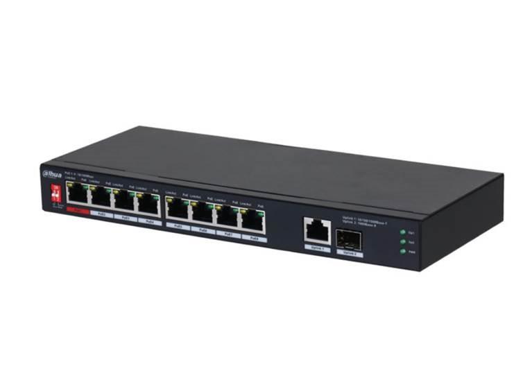 Switch DAHUA PFS3110-8ET1GT1GF-96 Desktop/pedestal 8x10Base-T / 100Base-TX 1x10Base-T / 100Base-TX / 1000Base-T 2x1000Base-T PoE ports 8 96 Watts DH-PFS3110-8ET1GT1GF-96  DH-PFS3110-8ET1GT1GF-96 6923172540690