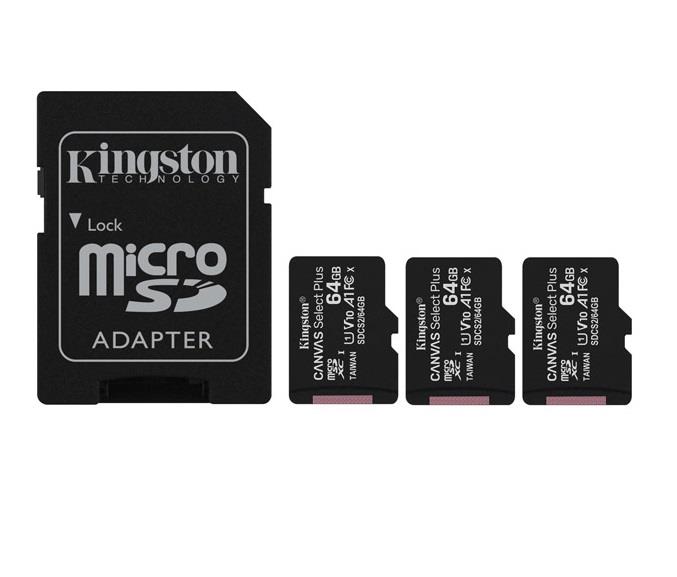 MEMORY MICRO SDXC 64GB UHS-I/3PACK SDCS2/64GB-3P1A KINGSTON  SDCS2/64GB-3P1A 740617299007