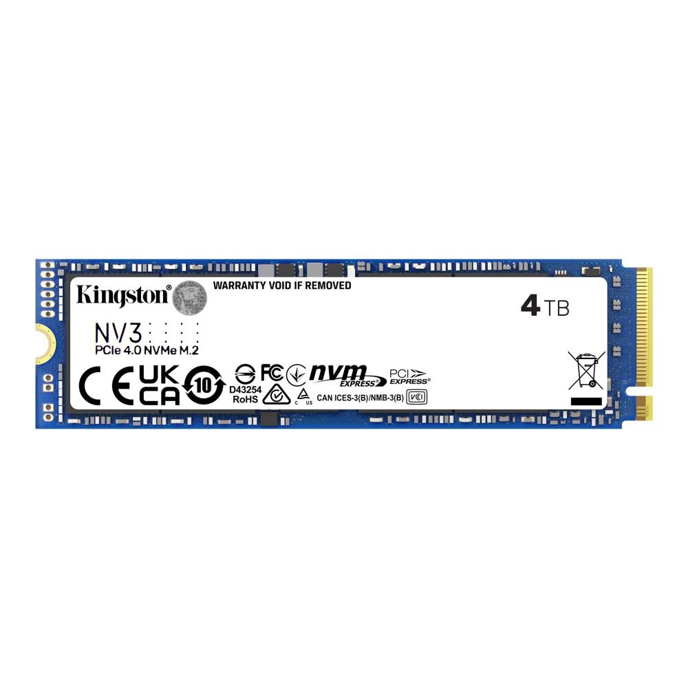 SSD KINGSTON NV3 4TB M.2 PCIE 3D NAND Write speed 5000 MBytes/sec Read speed 6000 MBytes/sec MTBF 200000 hours SNV3S/4000G  SNV3S/4000G 740617346602