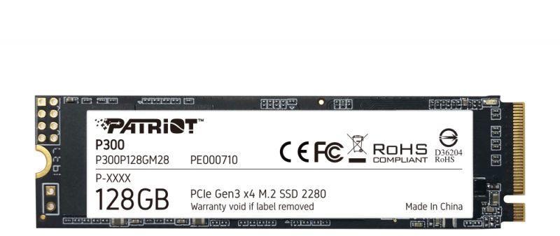 SSD PATRIOT P300 128GB M.2 PCIE NVMe 3D NAND Write speed 600 MBytes/sec Read speed 1600 MBytes/sec 3.8mm TBW 60 TB P300P128GM28  P300P128GM28 814914026748