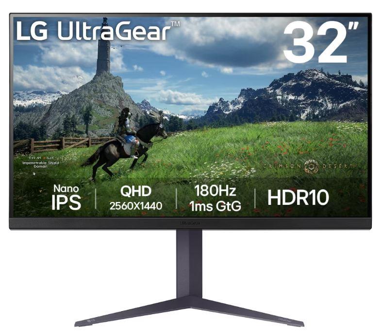 LCD Monitor LG 31.5" Panel IPS 2560x1440 16:9 180Hz 1 ms Pivot Height adjustable Tilt Colour Black 32GS85Q-B  32GS85Q-B 8806096087800