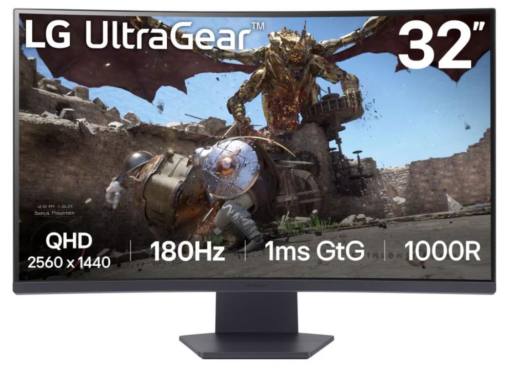 LCD Monitor LG 32GS60QC-B 32" Gaming/Curved Panel VA 2560x1440 16:9 180 Hz Matte 1 ms Tilt 32GS60QC-B  32GS60QC-B 8806096090657