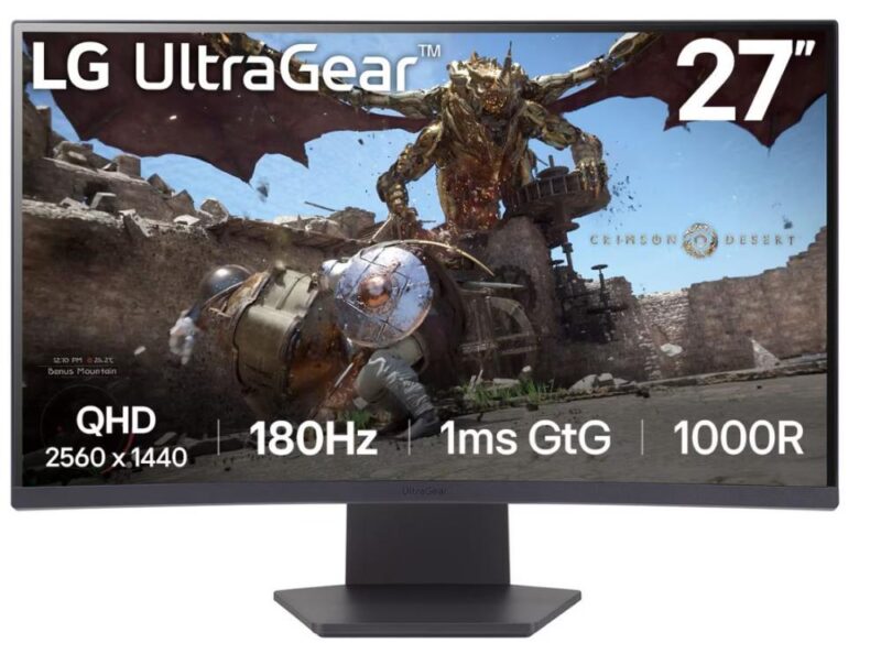 LCD Monitor LG 27GS60QC-B 27" Gaming/Curved Panel VA 2560x1440 16:9 180 Hz Matte 1 ms Tilt Colour Black 27GS60QC-B  27GS60QC-B 8806096090664