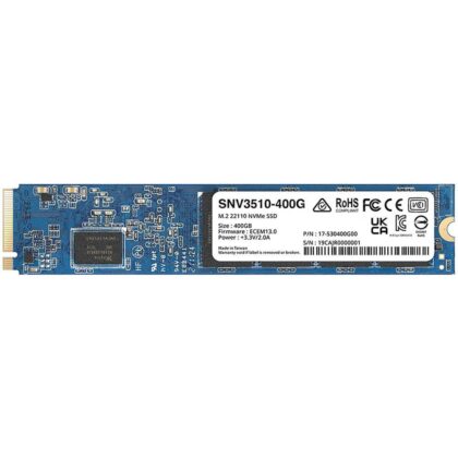 SSD SYNOLOGY 400GB M.2 PCIE NVMe Write speed 750 MBytes/sec Read speed 3000 MBytes/sec TBW 491 TB MTBF 1800000 hours SNV3510-400G  SNV3510-400G 4711174724611