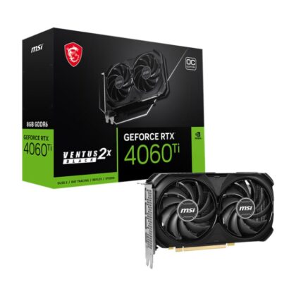 Graphics Card MSI NVIDIA GeForce RTX 4060 Ti 8 GB GDDR6 128 bit PCIE 4.0 16x Dual Slot Fansink 1xHDMI 3xDisplayPort 4060TIVENT2XBLACK8GOC  4060TIVENT2XBLACK8GOC 4711377102582