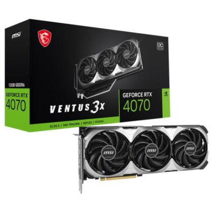 Graphics Card MSI NVIDIA GeForce RTX 4070 12 GB GDDR6 192 bit PCIE 4.0 16x GPU 2520 MHz 1xHDMI 3xDisplayPort RTX4070VEN3XE112GOC  GEFORCE RTX 4070 VENTUS 3X E1 12G OC 4711377262026