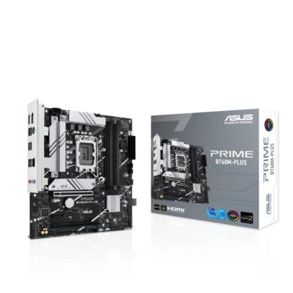 Mainboard ASUS Intel B760 Express LGA1700 Micro-ATX Memory DDR5 Memory slots 4 1xPCI-Express 4.0 1x 2xPCI-Express 4.0 16x 2xM.2 1xHDMI 1xDisplayPort 4xUSB 2.0 2xUSB 3.2 1xPS/2 1xRJ45 3xAudio port PRIMEB760M-PLUS  PRIMEB760M-PLUS 4711387469910