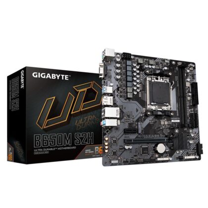 Mainboard GIGABYTE AMD B650 SAM5 Micro-ATX Memory DDR5 Memory slots 2 1xPCI-Express 3.0 1x 1xPCI-Express 4.0 16x 1xM.2 1x15pin D-sub 1xHDMI 1xDisplayPort 4xUSB 2.0 2xUSB 3.2 1xPS/2 1xRJ45 3xAudio port B650MS2H1.2  B650MS2H1.2 4719331856298