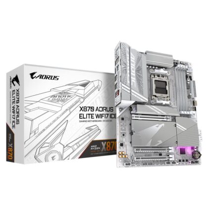 Mainboard GIGABYTE AMD X870E SAM5 ATX Memory DDR5 Memory slots 4 1xPCI-Express 3.0 2x 1xPCI-Express 4.0 4x	 1xPCI-Express 5.0 16x 4xM.2 1xHDMI 4xUSB 2.0 6xUSB 3.2 2xUSB-C 1xOptical S/PDIF 1xRJ45 2xAudio port X870AELITEWF7ICE  X870AELITEWF7ICE 4719331864682