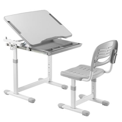 Screw-Locking Height Adjustable Kids Desk and Full-Backrest Chair Set