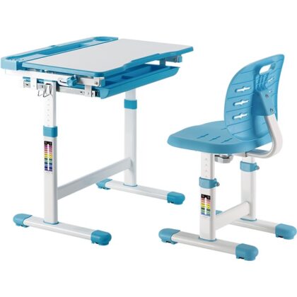 Manual-Lifting Height Adjustable Kids Desk and Full-Backrest Chair Set