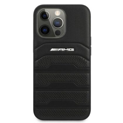 AMG AMHCP13LGSEBK Leather Debossed Lines Back Case For Apple iPhone 13 Pro Black AMHCP13LGSEBK 3666339018955