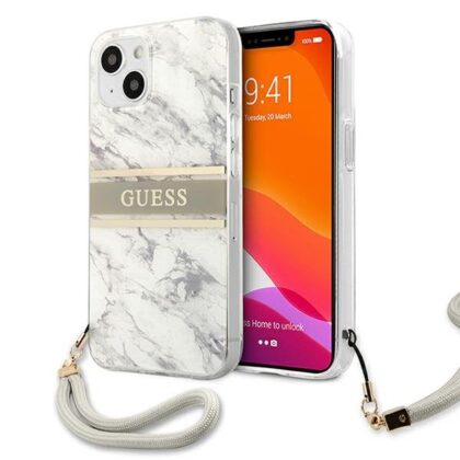 Guess GUHCP13SKMABGR Marble Strap Back Case for Apple iPhone 13 Mini GUHCP13SKMABGR 3666339023034