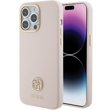 Guess Silicone Logo Strass 4G Back Case for Apple iPhone 15 Pro Max GUHCP15XM4DGPP 3666339148935