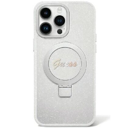 Guess Ring Stand Script Glitter MagSafe Back Case for Apple iPhone 15 Plus GUHMP15MHRSGSD 3666339156619