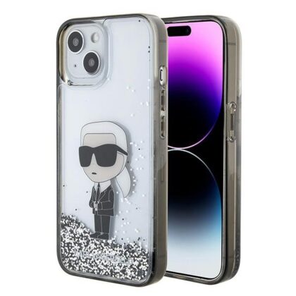 Karl Lagerfeld Liquid Glitter Ikonik Back Case for Apple iPhone 15 KLHCP15SLKKNSK 3666339164072