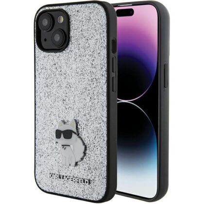 Karl Lagerfeld Fixed Glitter Choupette Logo Metal Pin Back Case for Apple iPhone 15 KLHCP15SGCNPSG 3666339165277