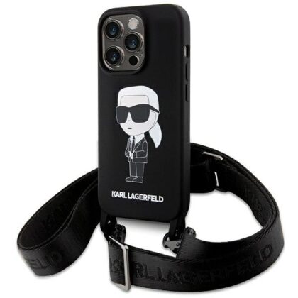 Karl Lagerfeld Crossbody Silicone Ikonik Back Case for Apple iPhone 15 Pro Max KLHCP15XSCBSKNK 3666339167462