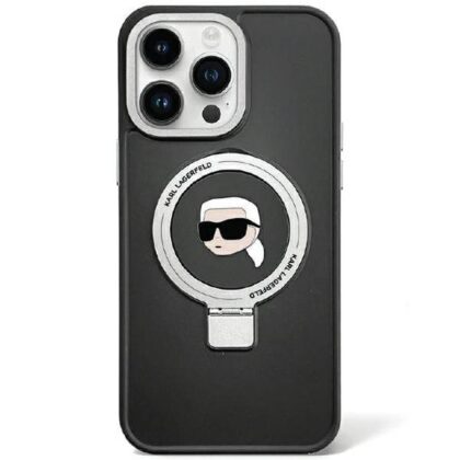 Karl Lagerfeld Ring Stand Karl Head MagSafe Back Case for Apple iPhone 15 KLHMP15SHMRSKHK 3666339168391