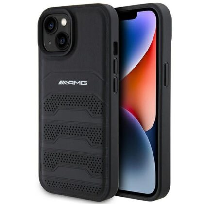 AMG Leather Debossed Lines Back Case for Apple iPhone 15 AMHCP15SGSEBK 3666339170714