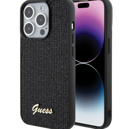 Guess PU Disco Script Metal Case for Apple iPhone 15 GUHCP15SPMSDGSK 3666339173432