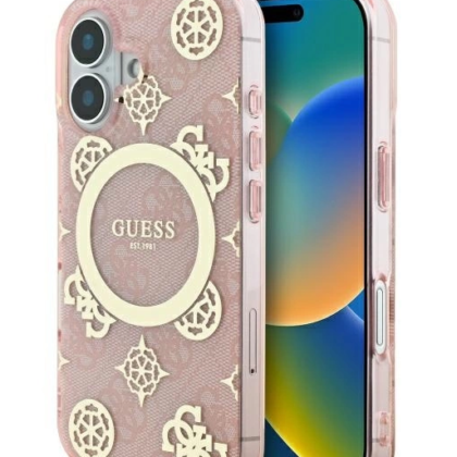 Guess IML Peony On 4G Background MagSafe Back Case for Apple iPhone 16 GUHMP16SH4PYEEP 3666339300357