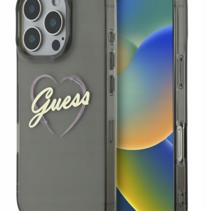 Guess IML Heart Back Case for Apple iPhone 16 Pro GUHCP16LHCHGSPK 3666339306823