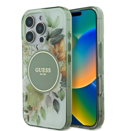 Guess IML Flower & Tonal Circle MagSafe Back Case for Apple iPhone 16 Pro GUHMP16LHFWBDCEN 3666339308322