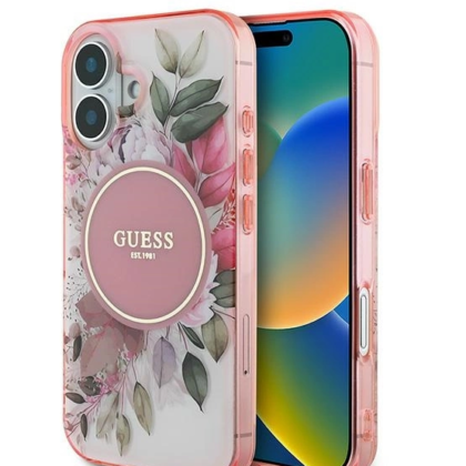 Guess IML Flower & Tonal Circle MagSafe Back Case for Apple iPhone 16 GUHMP16SHFWBDCEP 3666339308452