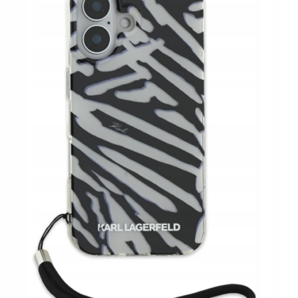 Karl Lagerfeld IML Zebra Pattern & Cord Back Case for Apple iPhone 16 KLHCP16SHZBPKCCK 3666339320287