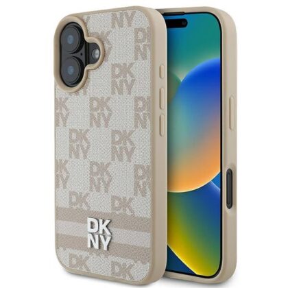 DKNY Checkered Pattern & Printed Stripes Back Case for Apple iPhone 16 DKHCP16SPCPTSSP 3666339334222