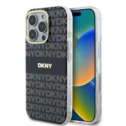 DKNY Repeat Texture Pattern With Stripe Back Case for Apple iPhone 16 Pro DKHMP16LHRHSEK 3666339335526