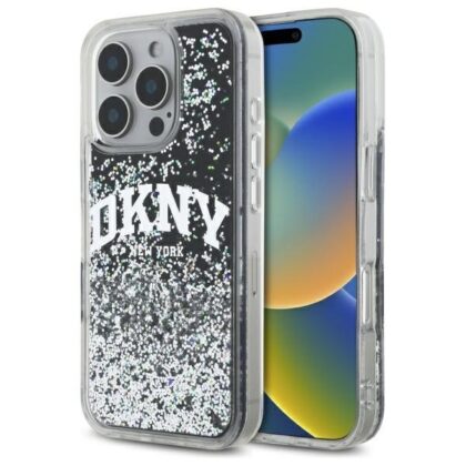 DKNY Liquid Glitter Arch Logo Back Case for Apple iPhone 16 Pro DKHCP16LLBNAEK 3666339336288