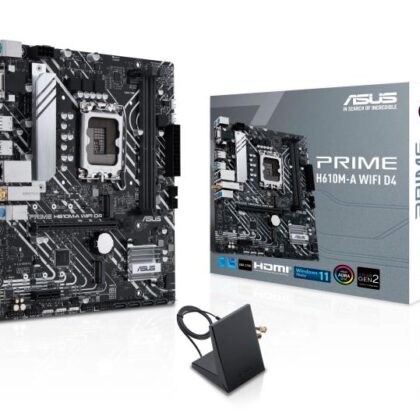 Mainboard ASUS Intel H610 LGA1700 Micro-ATX Memory DDR4 Memory slots 2 1xPCI-Express 3.0 1x 1xPCI-Express 4.0 16x 2xM.2 1x15pin D-sub 1xHDMI 1xDisplayPort 2xAudio-In 1xAudio-Out 4xUSB 2.0 2xUSB 3.2 2xPS/2 1xRJ45 2xRF-Out H610M-AWIFID4  PRIMEH610M-AWIFID4 4711081758211