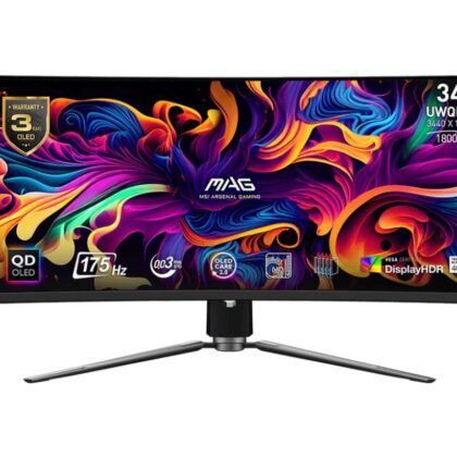 LCD Monitor MSI 34" Curved/21 : 9 Panel QD-OLED 3440x1440 21:9 175Hz Matte 0.03 ms Swivel Height adjustable Tilt Colour Black MAG341CQPQD-OLED  MAG341CQPQD-OLED 4711377135702