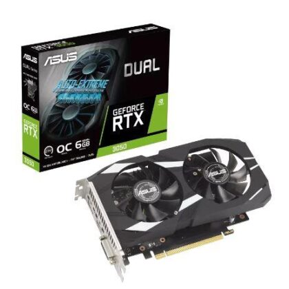 Graphics Card ASUS NVIDIA GeForce RTX 3050 6 GB GDDR6 96 bit PCIE 4.0 16x Dual Slot Fansink 1xDVI-D 1xHDMI 1xDisplayPort DUAL-RTX3050-O6G  DUAL-RTX3050-O6G 4711387470633