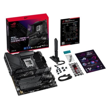 Mainboard ASUS Intel Z890 LGA1851 ATX Memory DDR5 Memory slots 4 1xPCI-Express 4.0 16x 1xPCI-Express 5.0 16x 7xM.2 1xHDMI 1xDisplayPort 1xAudio-In 1xAudio-Out 3xUSB 3.0 7xUSB 3.1 2xUSB-C 2xUSB-C w/Thunderbolt 1xOptical S/PDIF 1xRJ45 ROGSTRIXZ890-EGAMWIFI  ROG STRIX Z890-E GAMING WIFI 4711387756133