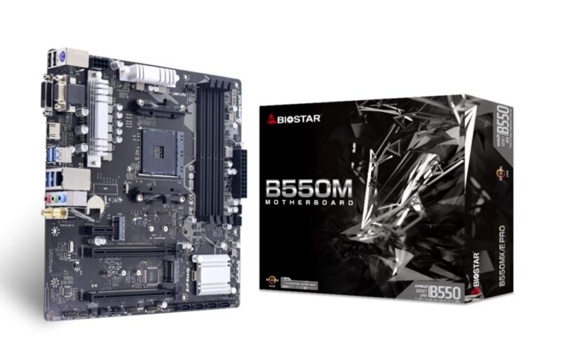 Mainboard BIOSTAR AMD B550 SAM4 MicroATX Memory DDR4 Memory slots 4 1xPCI-Express 3.0 1x 1xPCI-Express 3.0 16x 1xPCI-Express 4.0 16x 2xM.2 1x15pin D-sub 1xDVI-D 1xHDMI 2xUSB 2.0 4xUSB 3.2 1xPS/2 1xRJ45 3xAudio port B550MX/EPRO  B550MX/EPRO 4712960685130